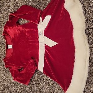 🦩 3 for $25 Girls mrs. 🤶 red velour and white fur lined dress